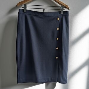 The Limited Navy Pencil Skirt with Gold Buttons
